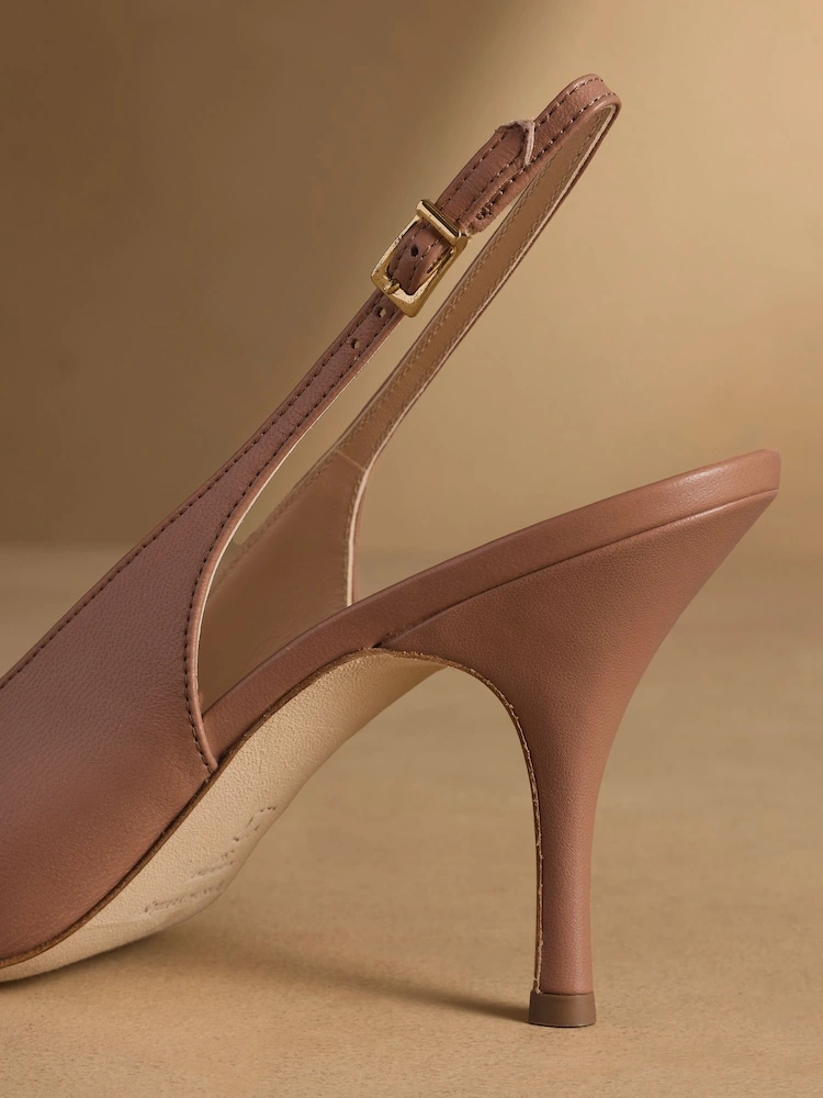 Blush Pink Leather Slingback High Heel Courts image 4