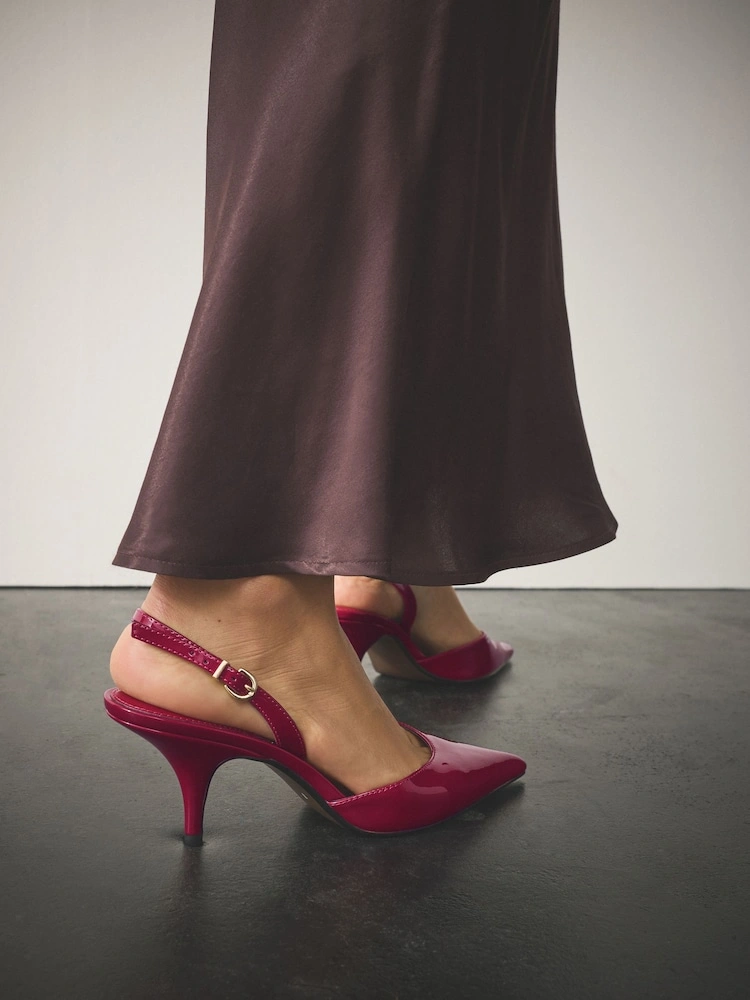 Pink Patent Pointed Toe Slingback Curvy Heels image 3