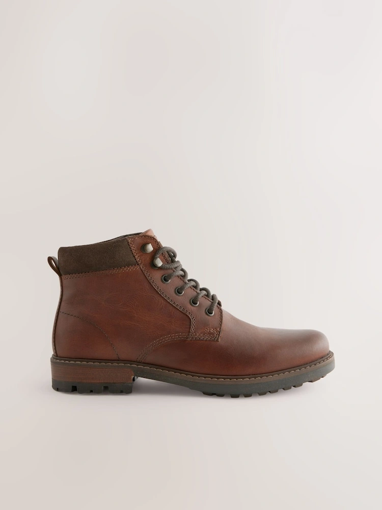 Stone Leather Lace-Up Boots image 2
