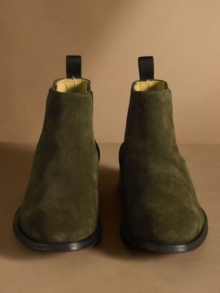 Olive Green Suede Chelsea Boots image 2