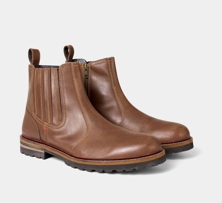 Brown Distressed Leather Chelsea Boots