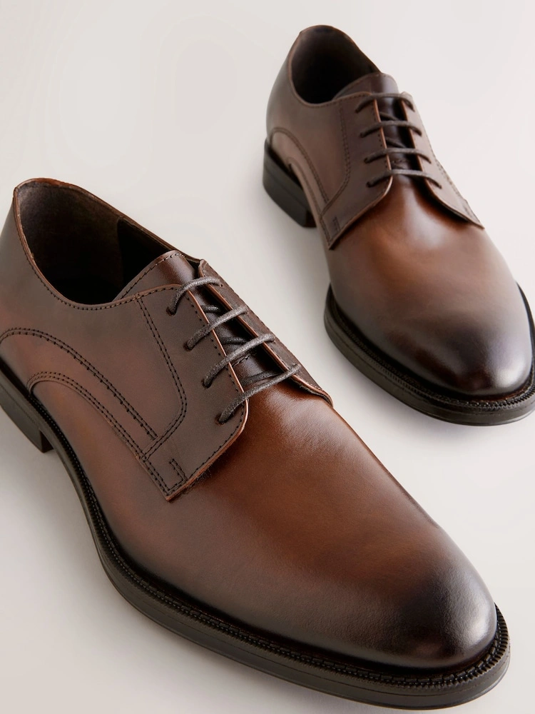 Brown Leather Derby Formal Shoes image 3
