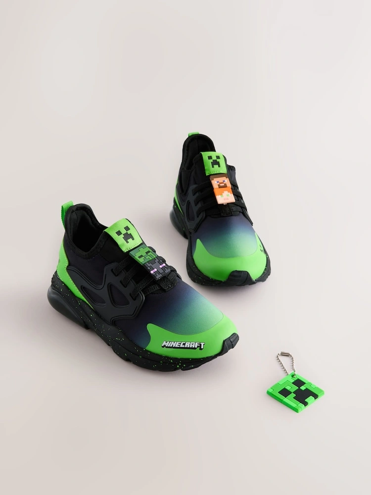 Black Minecraft Elastic Lace Trainers