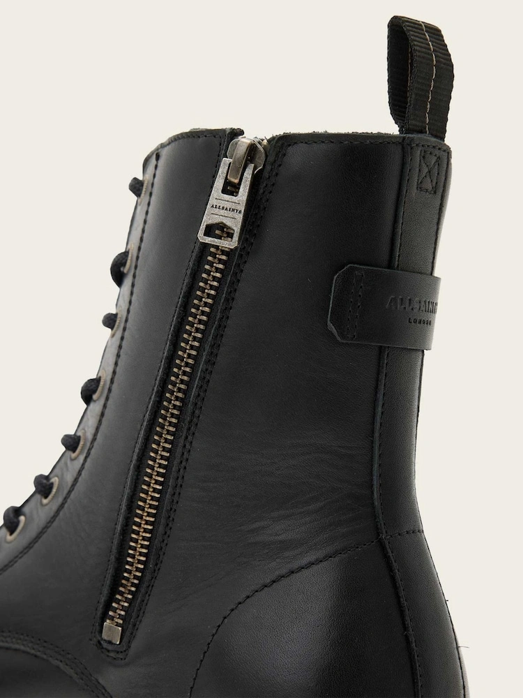 Black Leather Military Lace-Up Boots image 3