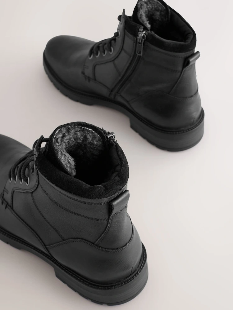 Leather Zip-Up Borg Lined Boots image 7