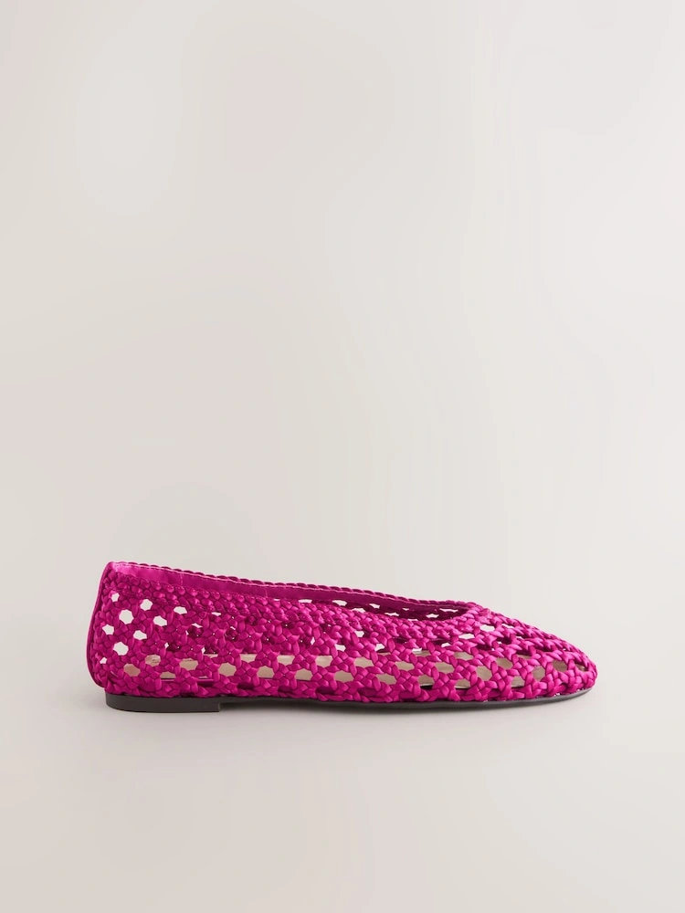 Pink Woven Satin Comfort Ballet Flats image 2
