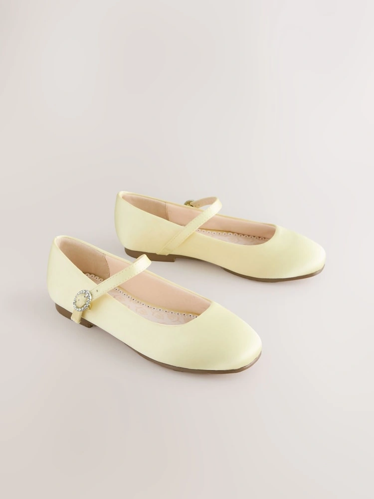Lemon Yellow Satin Mary Jane Occasion Shoes