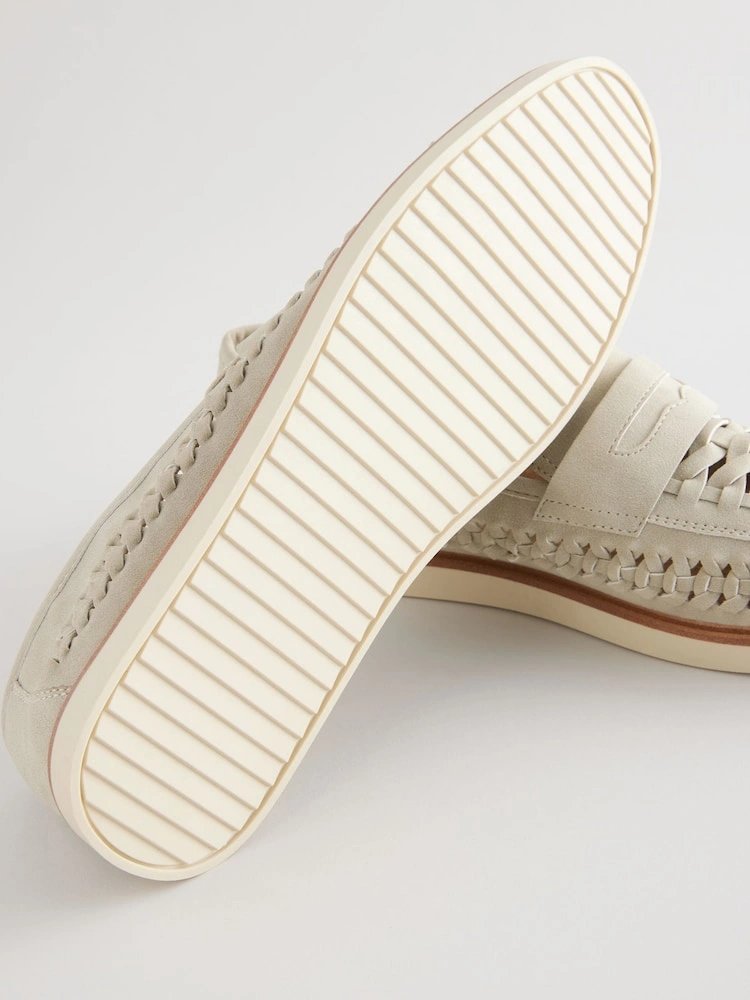 Chalk White Woven Comfort Loafers image 3