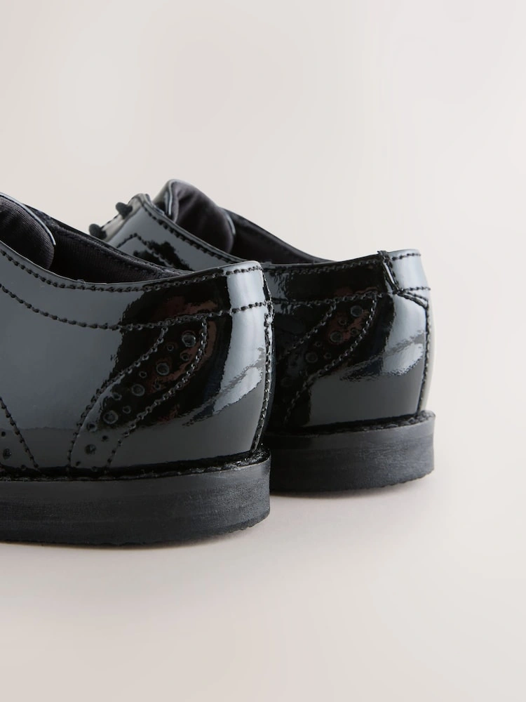 Black Smart Leather Brogue Shoes (Standard Fit) image 2