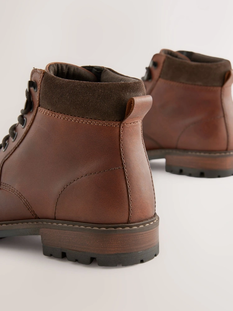 Stone Leather Lace-Up Boots image 4