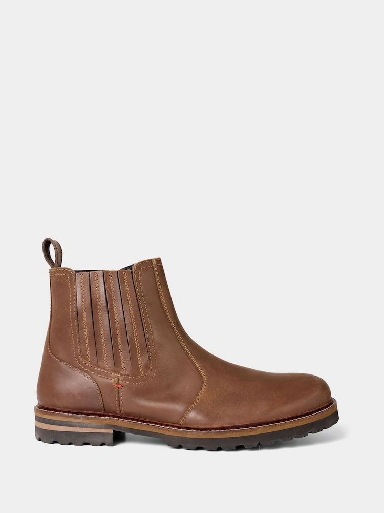 Brown Distressed Leather Chelsea Boots image 2