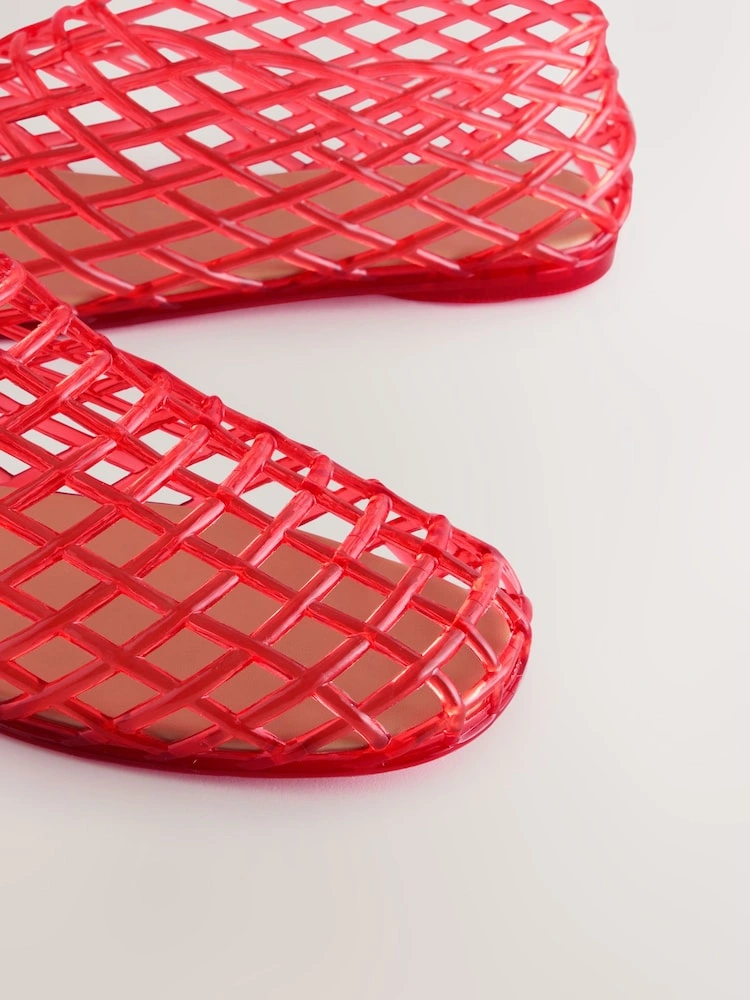 Red High-Cut Jelly Ballet Flats image 3
