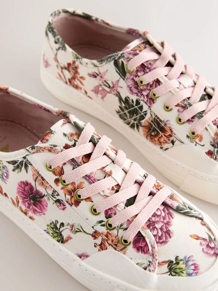 Floral Canvas Lace-Up Trainers image 6
