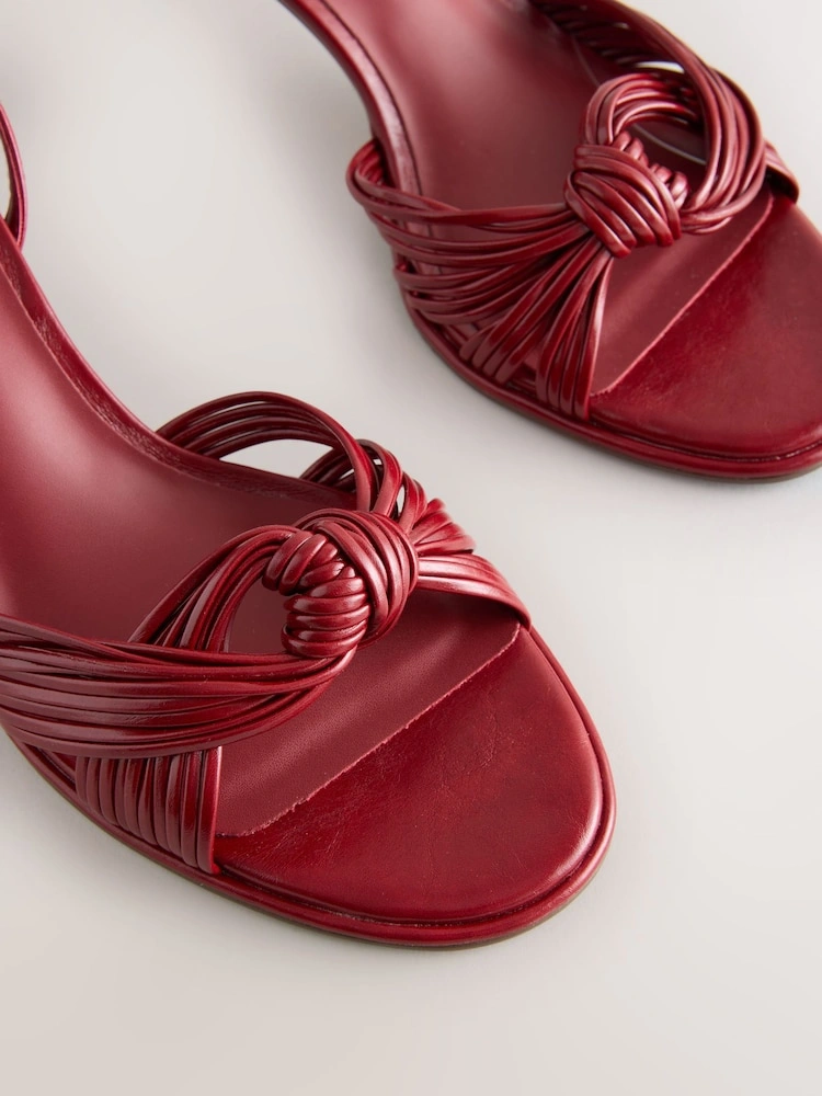 Red Twist Hardware Strappy Heeled Sandals image 4