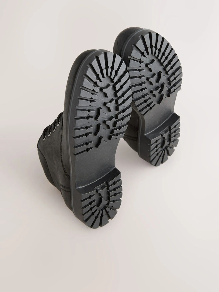 Black Rugged Leather Ankle Boots image 4