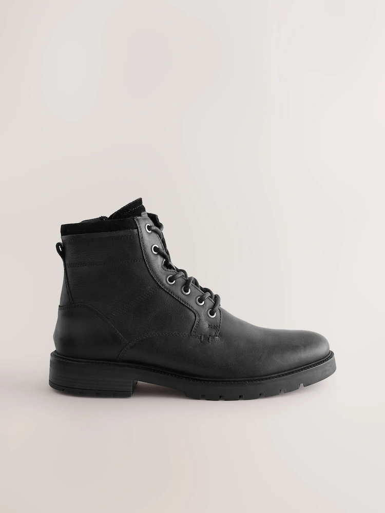 Leather Zip-Up Borg Lined Boots image 6