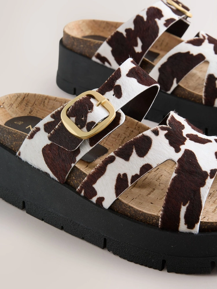 Leather Buckle Strap Flatform Wedge Sandals image 6