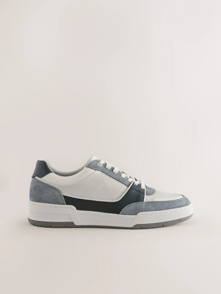 Grey & Blue Suede Trim Smart Casual Trainers image 5