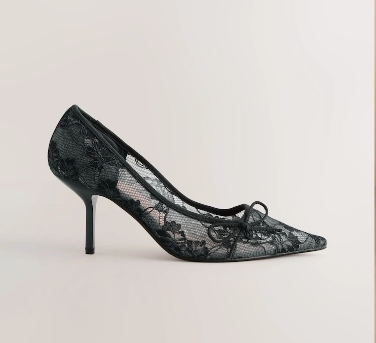 Black Lace Bow Court Heels