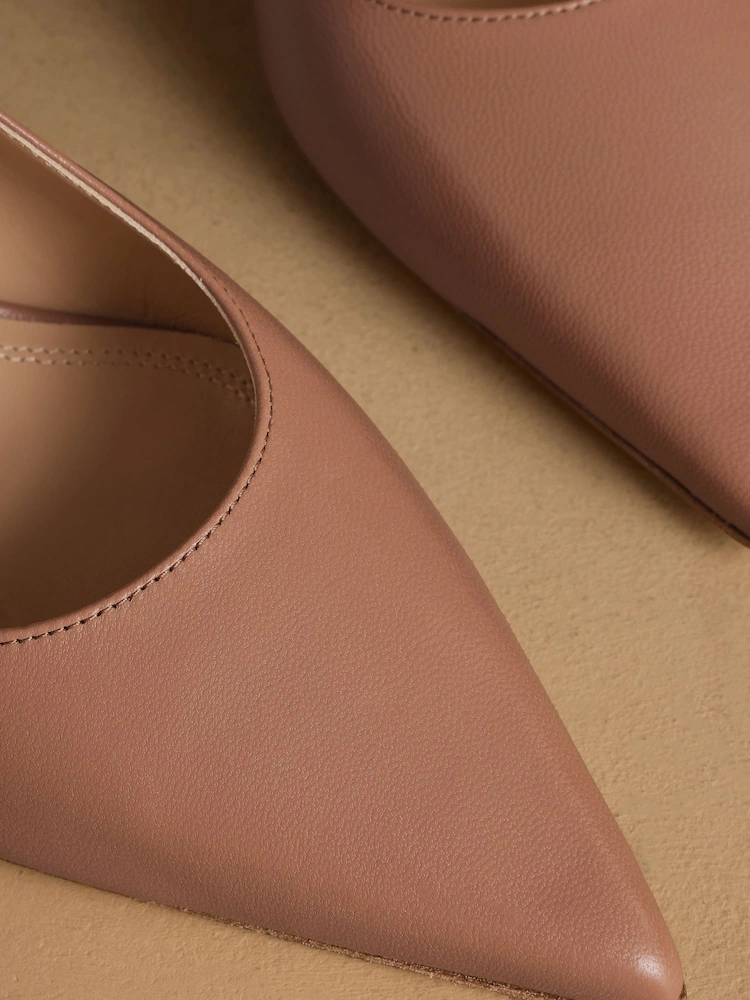 Blush Pink Leather Slingback High Heel Courts image 3