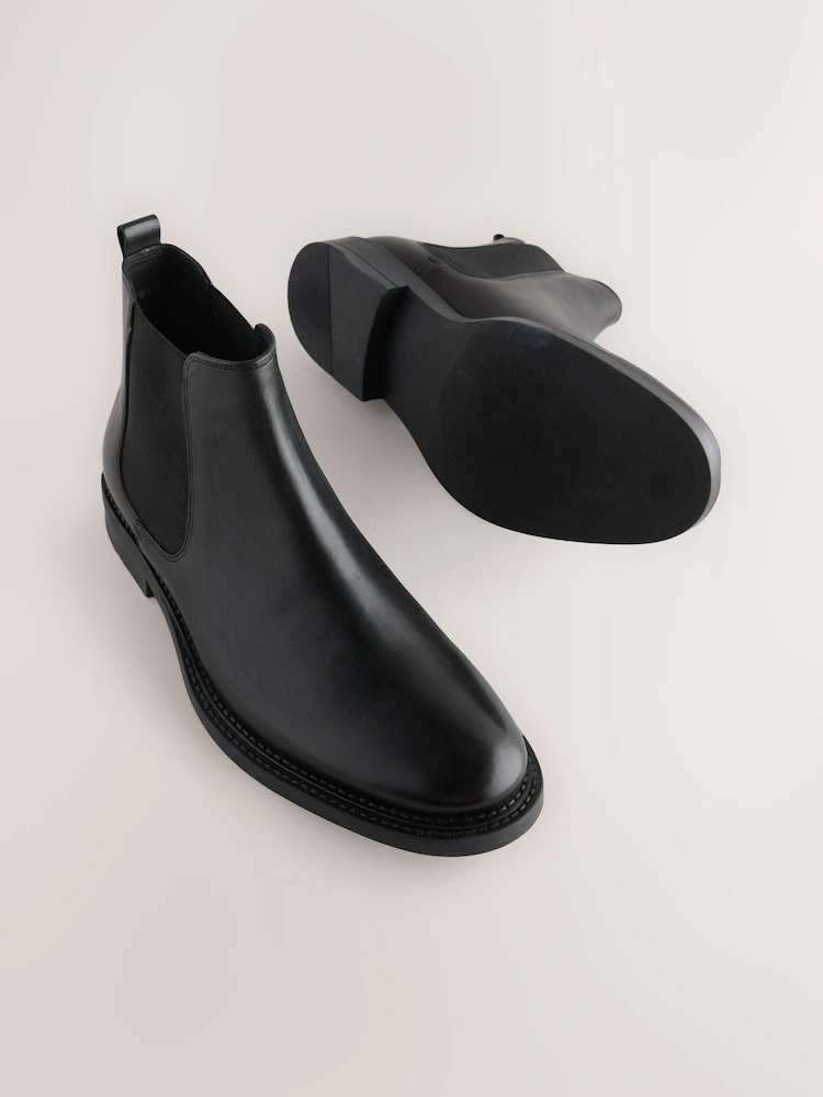 Classic Black Leather Chelsea Boots image 3