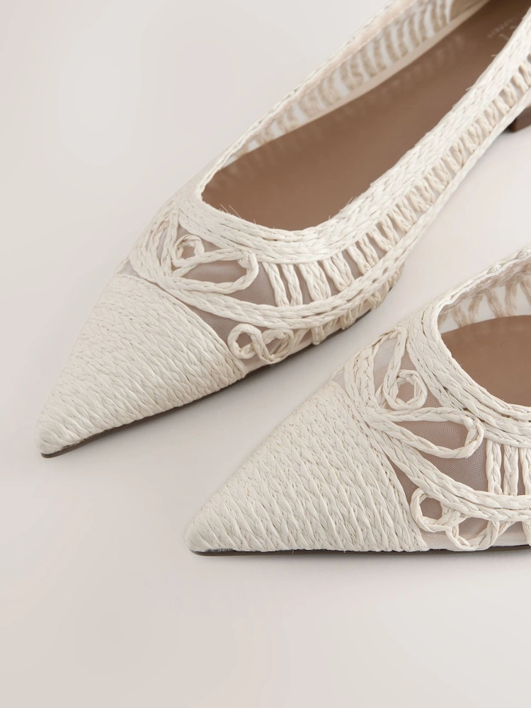 White Point Toe Raffia Ballet Flats image 3