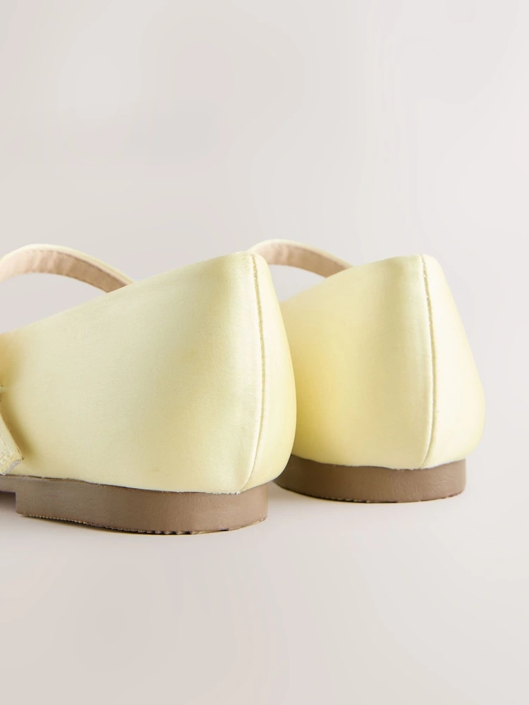 Lemon Yellow Satin Mary Jane Occasion Shoes image 3