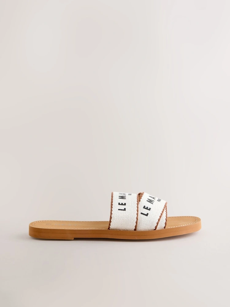 Natural Textile Strappy Flat Sandals image 2
