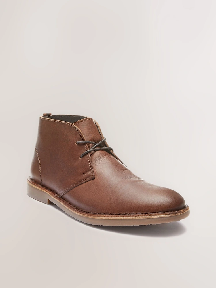 Tan Brown Leather Desert Boots image 2