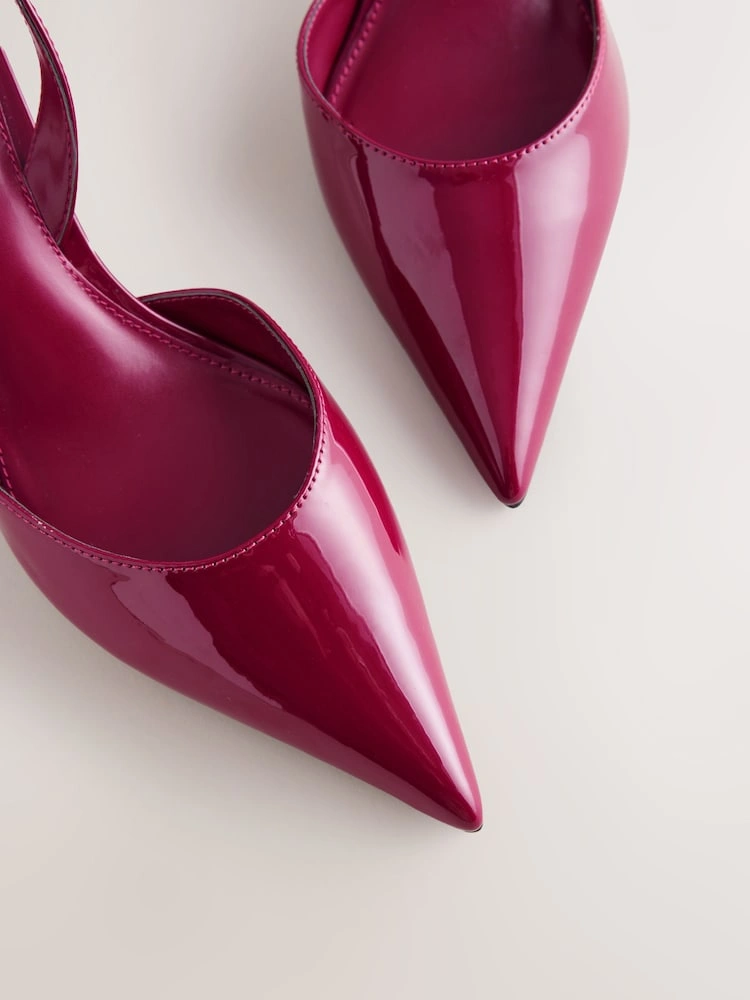 Pink Patent Pointed Toe Slingback Curvy Heels image 4