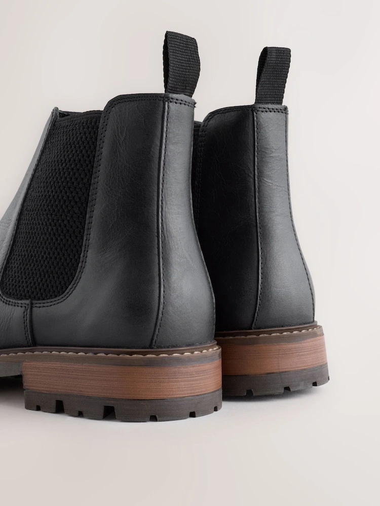 Black Casual Leather Chelsea Boots image 2