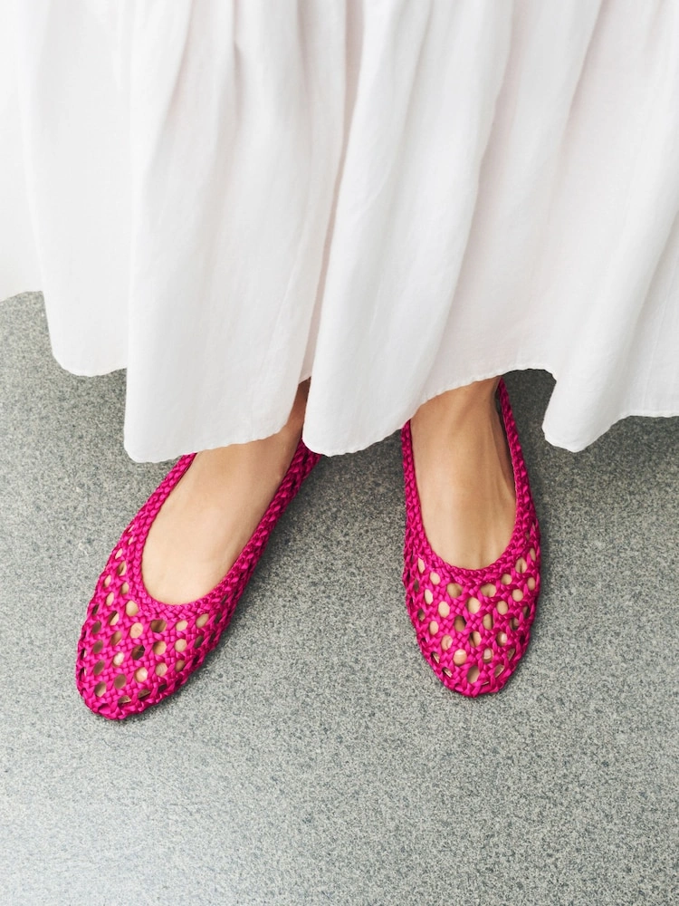 Pink Woven Satin Comfort Ballet Flats image 5