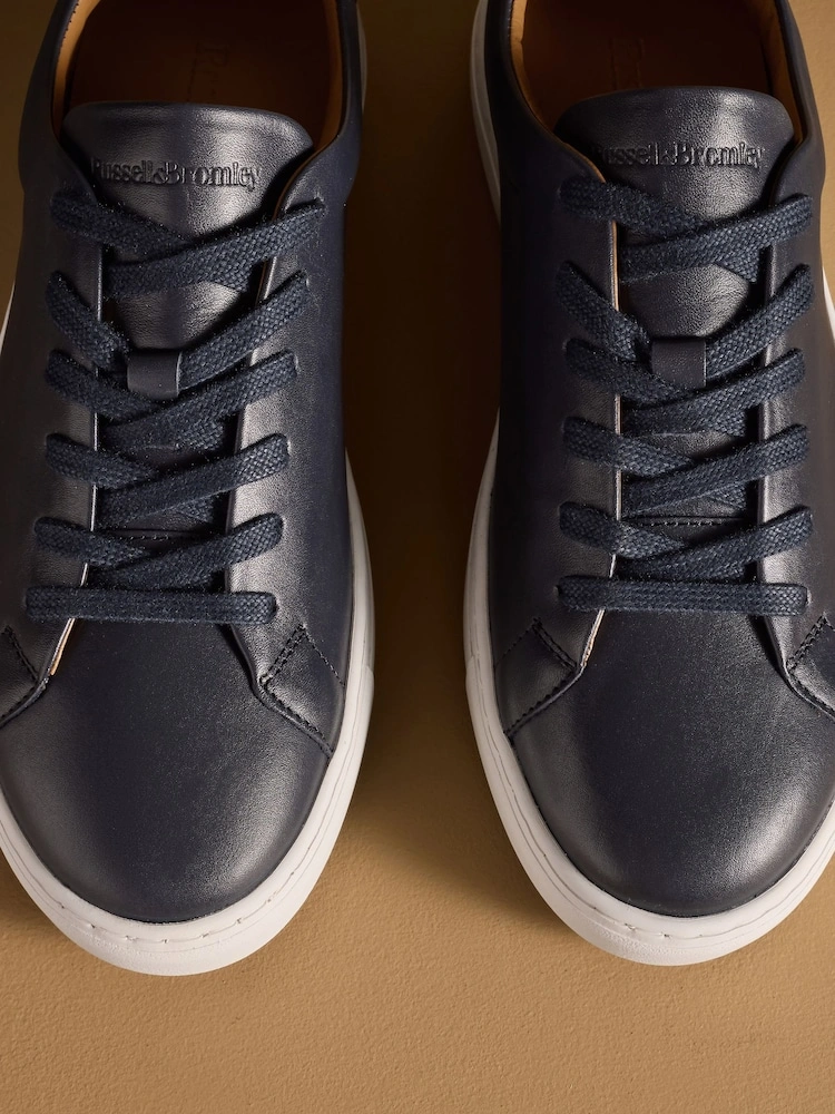 Blue Leather Classic Low-Top Trainers image 4