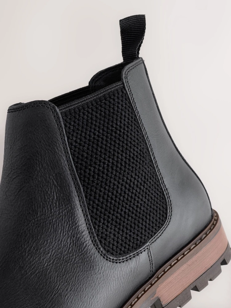Black Casual Leather Chelsea Boots image 4
