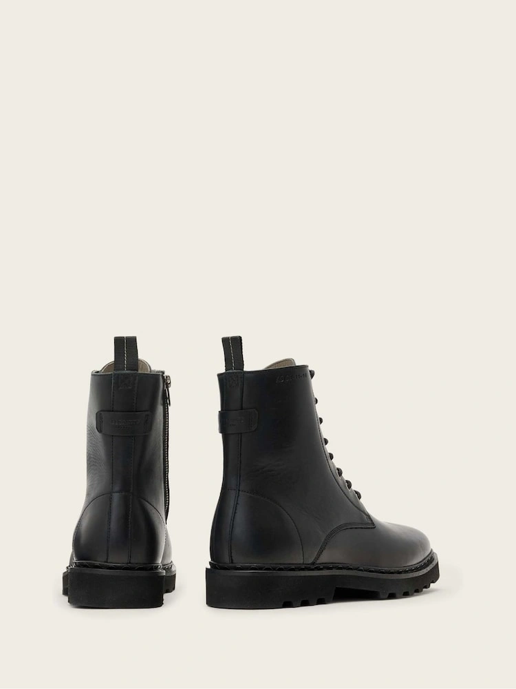 Black Leather Military Lace-Up Boots image 2