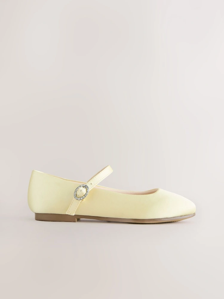 Lemon Yellow Satin Mary Jane Occasion Shoes image 5