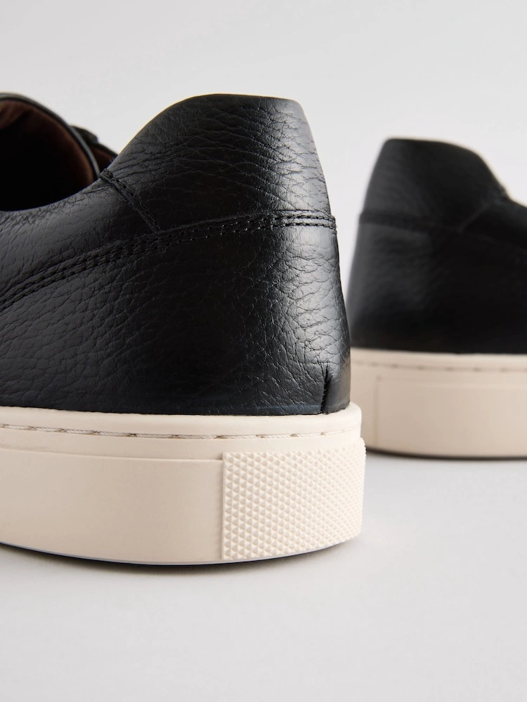 Black Leather Comfort Trainers image 3
