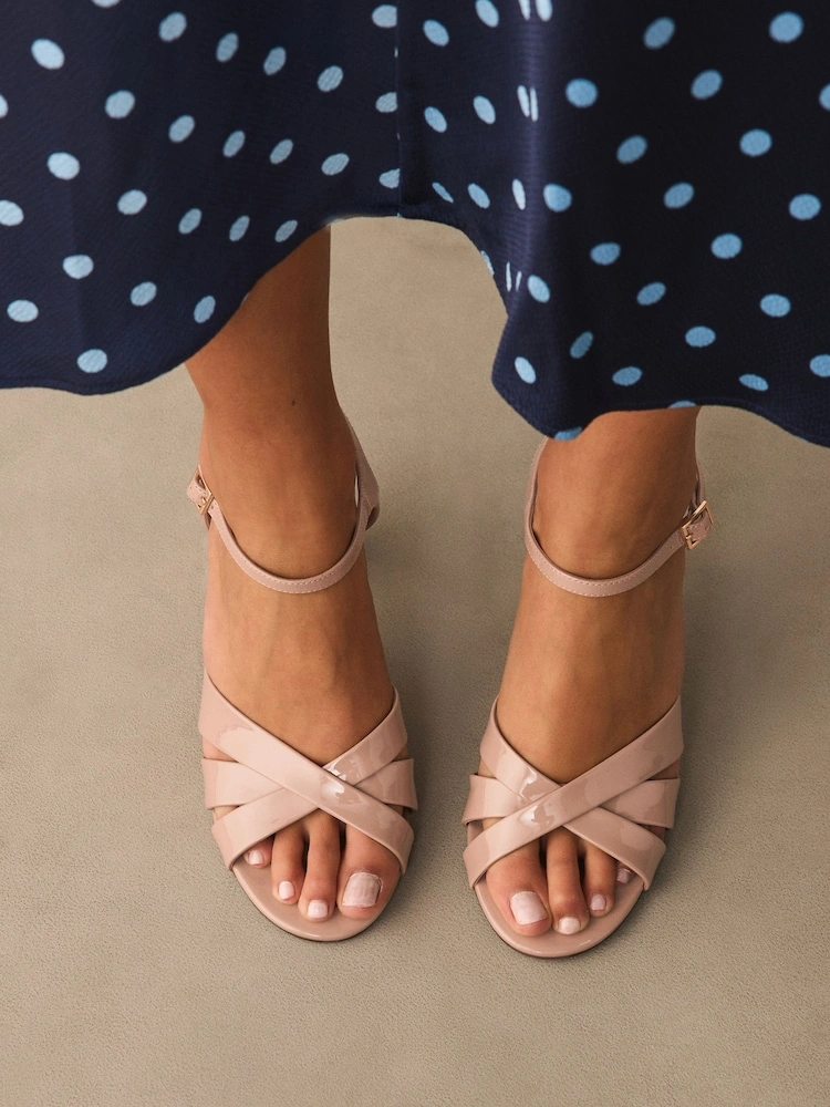Nude Cross Vamp Block Heel Sandals image 6