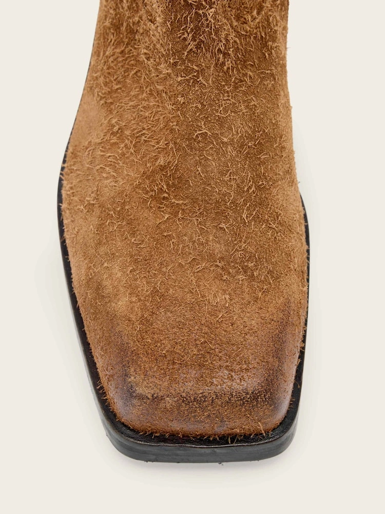 Brown Square Toe Western-Inspired Boots image 3