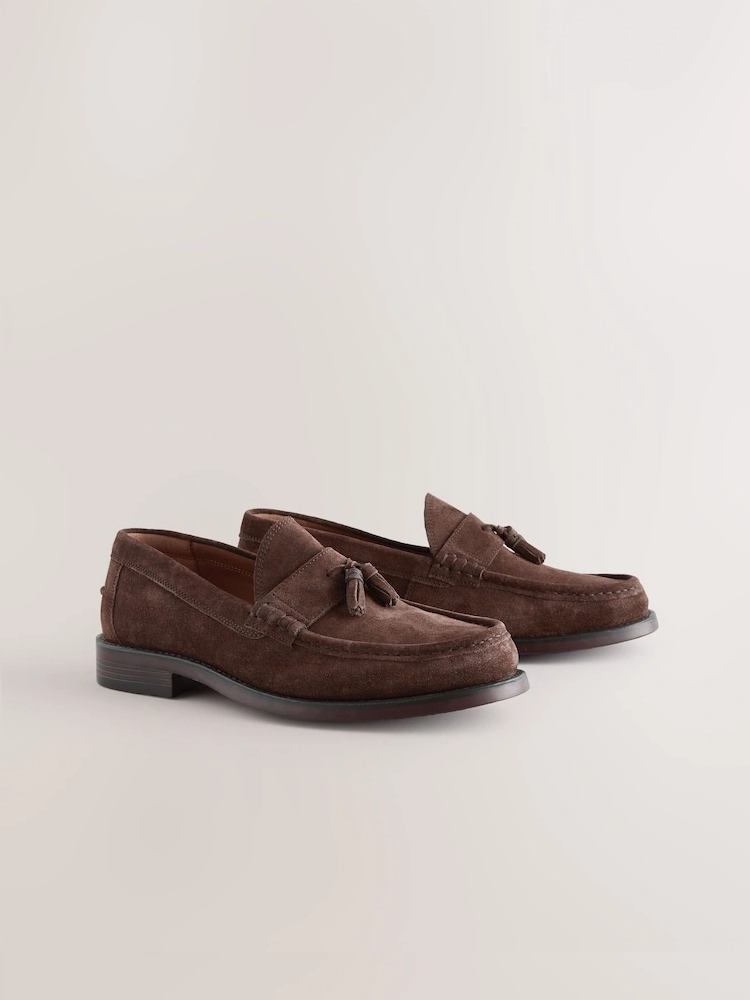 Brown Suede Classic Tassel Loafers
