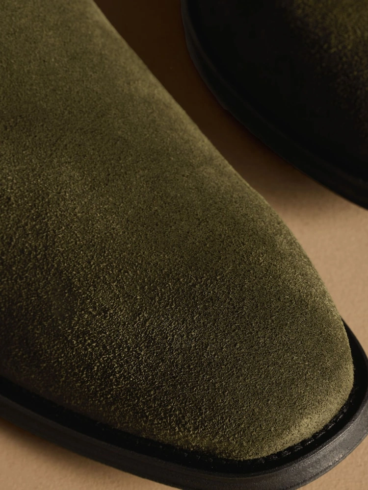 Olive Green Suede Chelsea Boots image 3