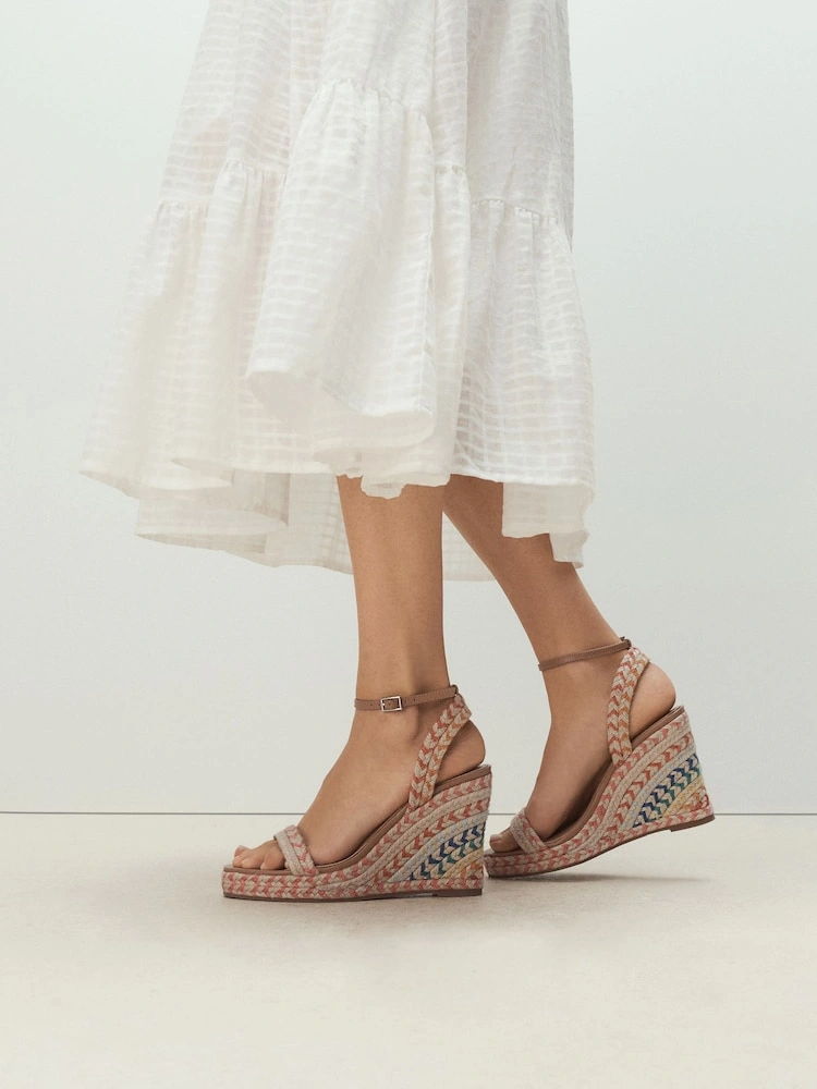 Multi Woven Ankle Strap High Wedge Sandals image 5
