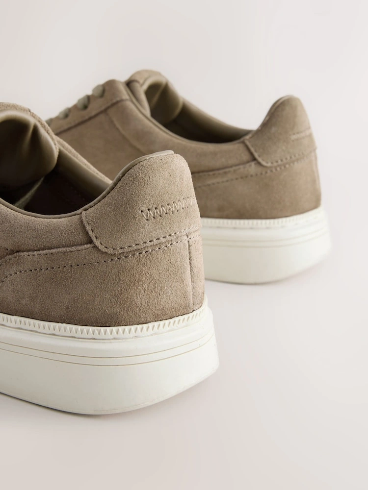 Neutral Premium Suede Chunky Smart Casual Trainers image 3