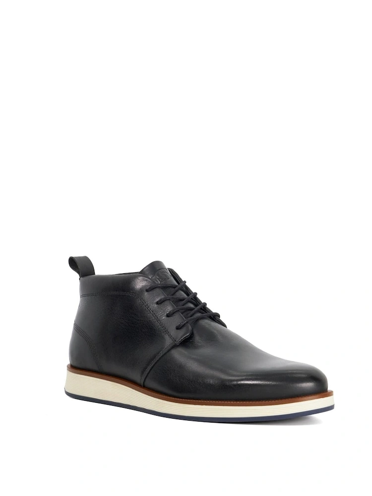 Black Leather Hybrid Lace-Up Boots image 2