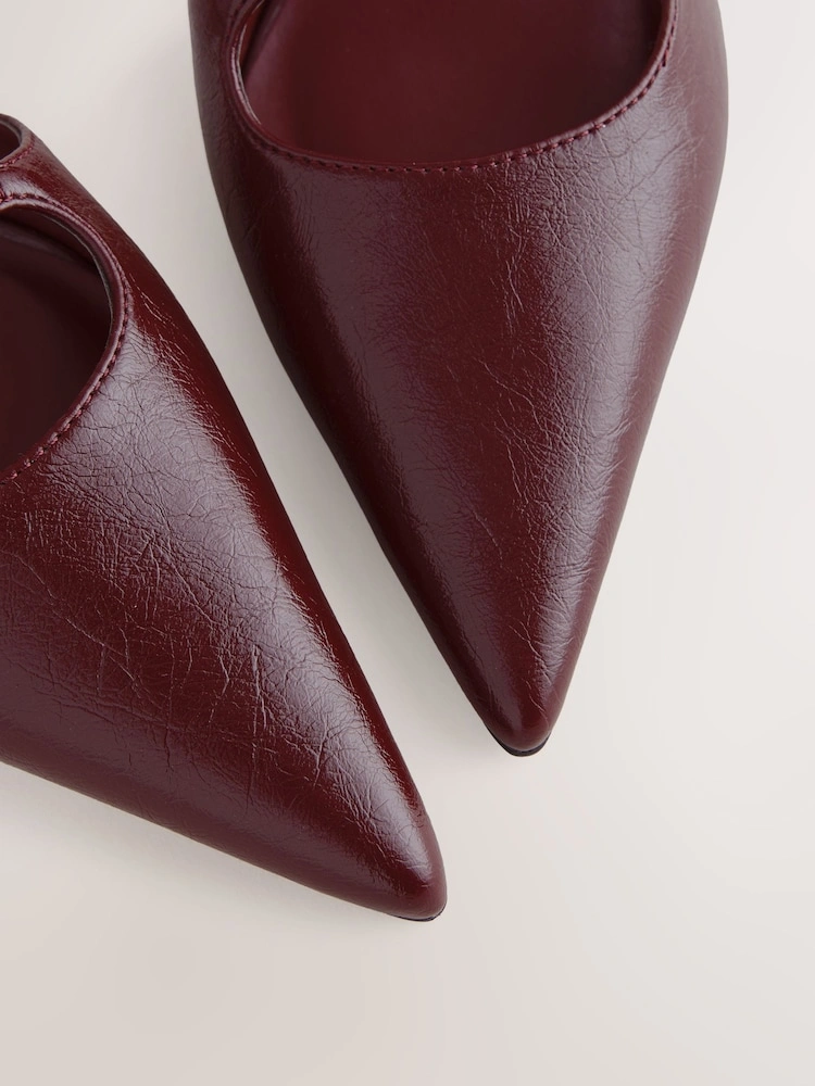 Burgundy Pointed Toe Bow Two-Part Heels image 4