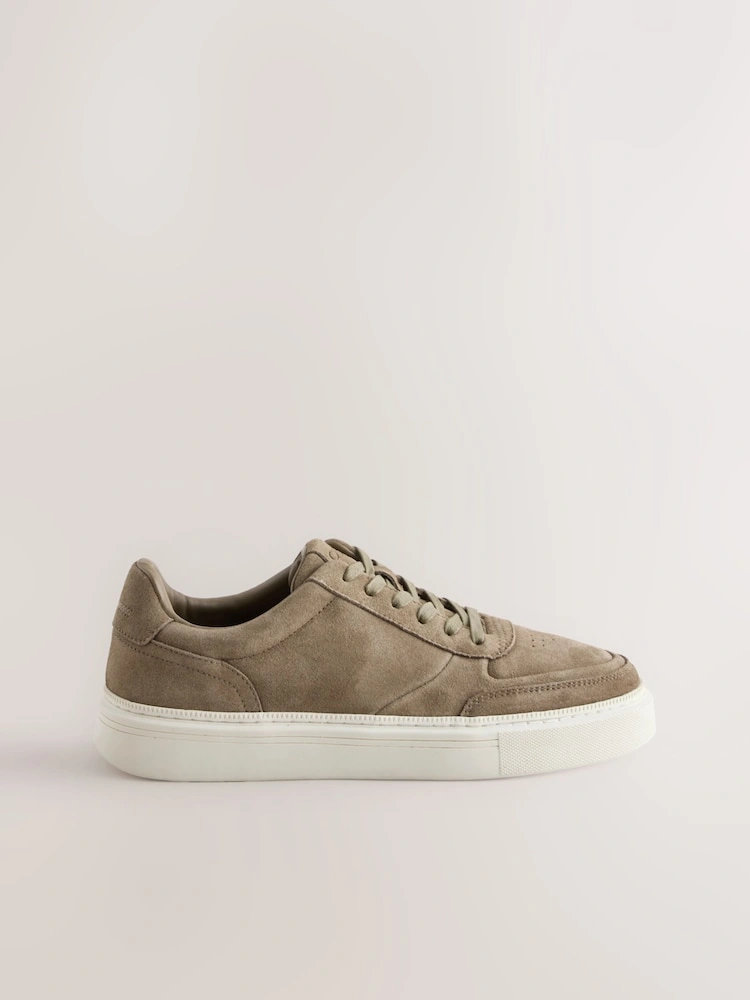 Neutral Premium Suede Chunky Smart Casual Trainers image 2
