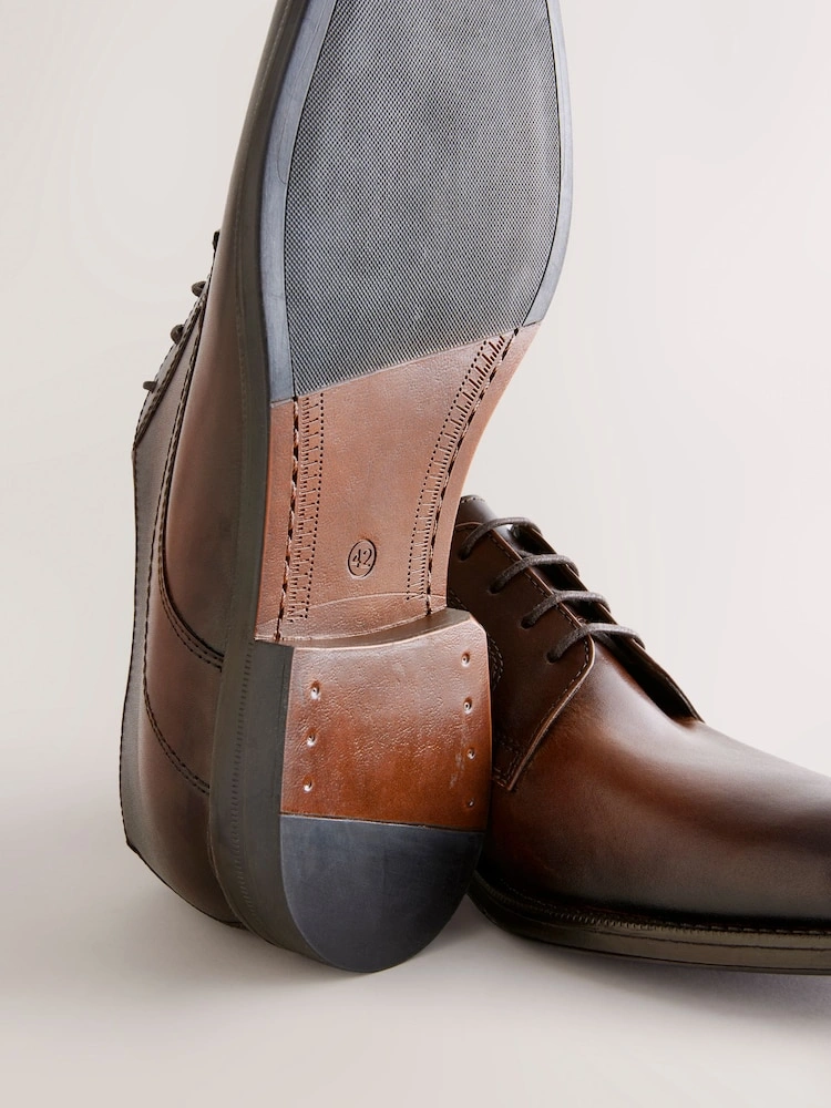 Brown Leather Derby Formal Shoes image 5