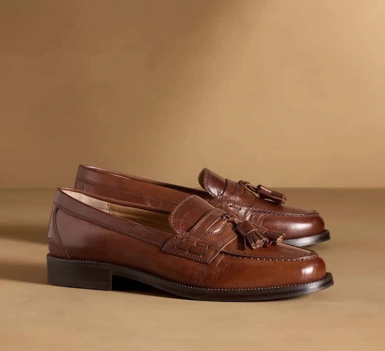 Dark Brown Tassel Leather Loafers