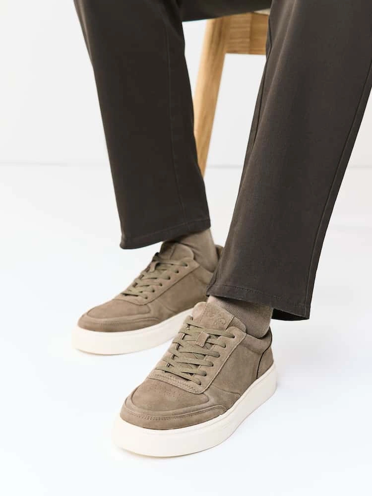 Neutral Premium Suede Chunky Smart Casual Trainers image 4