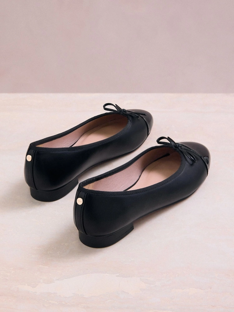 Black Contrast Toe Cap Ballet Flats image 2